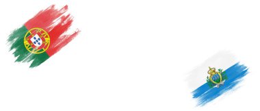 Beyaz Arkaplanda Portekiz ve San Marino Bayrakları