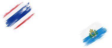 Beyaz Arkaplanda Tayland ve San Marino Bayrakları