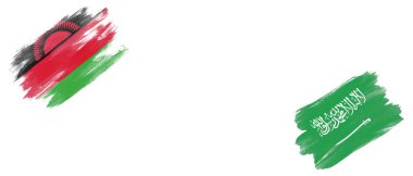 Beyaz Arkaplanda Malavi ve Suudi Arabistan Bayrakları