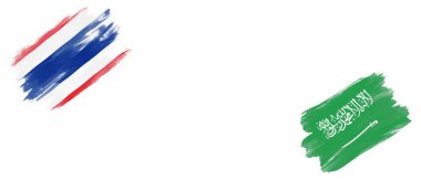 Beyaz Arkaplanda Tayland ve Suudi Arabistan Bayrakları