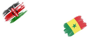 Beyaz Arkaplanda Kenya ve Senegal Bayrakları