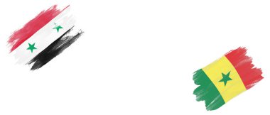 Beyaz Arkaplanda Suriye ve Senegal Bayrakları