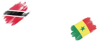 Trinidad ve Tobago ve Senegal Bayrakları Beyaz Arkaplanda
