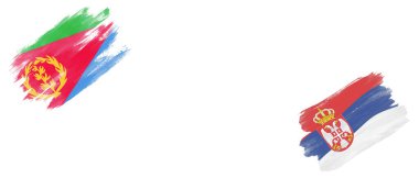 Eritre ve Sırbistan Beyaz Arkaplanda Bayraklar