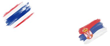 Beyaz Arkaplanda Tayland ve Sırbistan Bayrakları