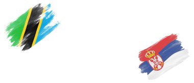 Tanzanya ve Sırbistan Beyaz Arkaplanda Bayraklar