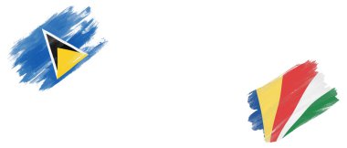 Beyaz Arkaplanda Saint Lucia ve Seyşeller Bayrakları