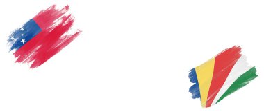 Beyaz Arkaplanda Samoa ve Seyşeller Bayrakları