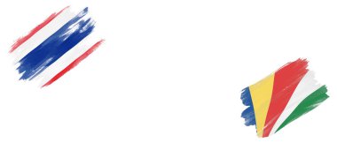 Beyaz Arkaplanda Tayland ve Seyşel Bayrakları