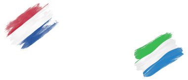 Beyaz Arkaplanda Hollanda ve Sierra Leone Bayrakları