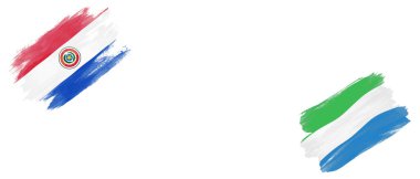 Beyaz Arkaplanda Paraguay ve Sierra Leone Bayrakları