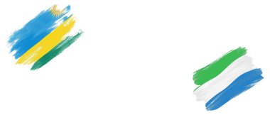 Beyaz Arkaplanda Ruanda ve Sierra Leone Bayrakları