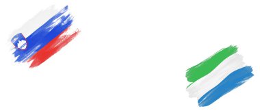 Slovenya ve Sierra Leone Bayrakları Beyaz Arkaplanda