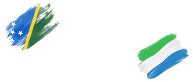 Solomon Adaları ve Sierra Leone Bayrakları Beyaz Arkaplanda