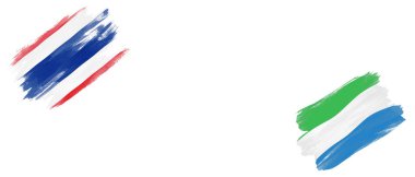 Beyaz Arkaplanda Tayland ve Sierra Leone Bayrakları