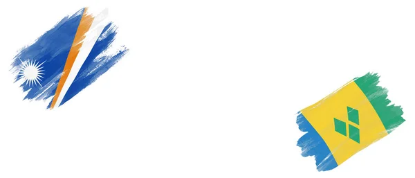 Маршалловы Острова Флаги Сент Винсента Гренадин Белом Фоне — стоковое фото