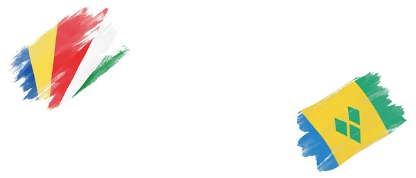 塞舌尔及圣文森特和格林纳丁斯白底旗 — 图库照片