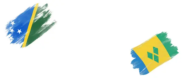 所罗门群岛及圣文森特和格林纳丁斯白底旗 — 图库照片