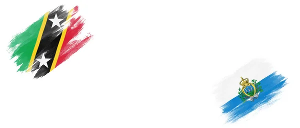 Сент Кітс Невіс Сан Марино Прапори Білому Тлі — стокове фото