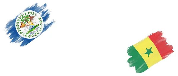 伯利兹和塞内加尔白底国旗 — 图库照片