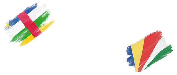 Флаги Центральноафриканской Республики и Сейшельских островов на белом фоне