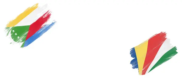 科摩罗和塞舌尔白色背景旗帜 — 图库照片