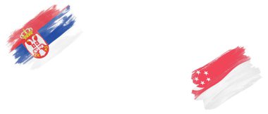 Sırbistan ve Singapur Bayrakları Beyaz Arkaplanda