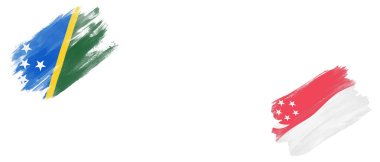 Solomon Adaları ve Singapur Bayrakları Beyaz Arkaplanda