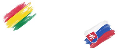 Beyaz Arkaplanda Bolivya ve Slovakya Bayrakları