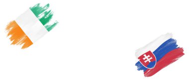 Beyaz Arkaplanda Fildişi Sahili ve Slovakya Bayrakları