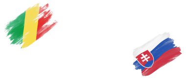 Beyaz Arkaplanda Kongo Cumhuriyeti ve Slovakya Bayrakları