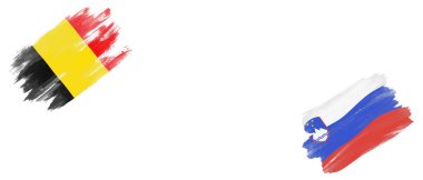 Beyaz Arkaplanda Belçika ve Slovenya Bayrakları