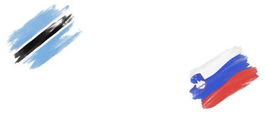 Beyaz Arkaplanda Botswana ve Slovenya Bayrakları