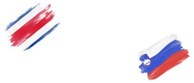 Beyaz Arkaplanda Kosta Rika ve Slovenya Bayrakları