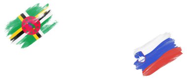 Beyaz Arkaplanda Dominika ve Slovenya Bayrakları