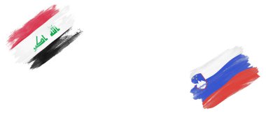 Beyaz Arkaplanda Irak ve Slovenya Bayrakları