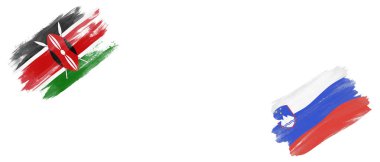 Beyaz Arkaplanda Kenya ve Slovenya Bayrakları