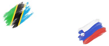 Beyaz Arkaplanda Tanzanya ve Slovenya Bayrakları