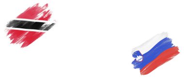 Beyaz Arkaplanda Trinidad ve Tobago ve Slovenya Bayrakları