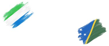 Beyaz Arkaplanda Sierra Leone ve Solomon Adaları Bayrakları