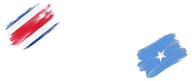 Beyaz Arkaplanda Kosta Rika ve Bayraklar