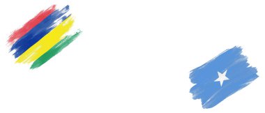 Mauritius ve Bayraklar Beyaz Arkaplanda