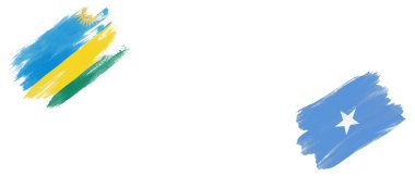 Beyaz Arkaplanda Ruanda ve Bayraklar