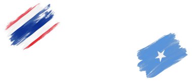 Beyaz Arkaplanda Tayland ve Bayraklar