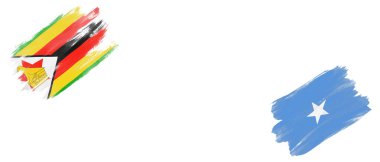 Beyaz Arkaplanda Zimbabwe ve Bayraklar