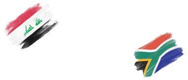 Beyaz Arkaplanda Irak ve Güney Afrika Bayrakları