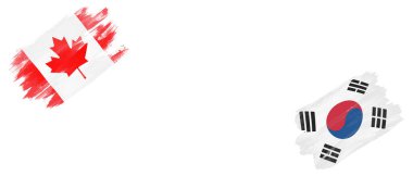 Beyaz Arkaplanda Kanada ve Güney Kore Bayrakları