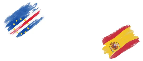 佛得角和西班牙白底旗 — 图库照片