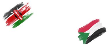 Beyaz Arkaplanda Kenya ve Sudan Bayrakları