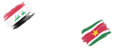 Beyaz Arkaplanda Irak ve Surinam Bayrakları